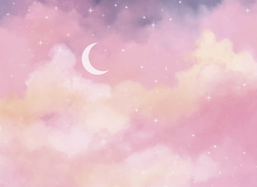 Mond und Sterne am Himmel