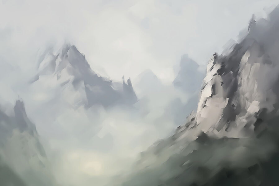 Berg mit Wolken im Hintergrund