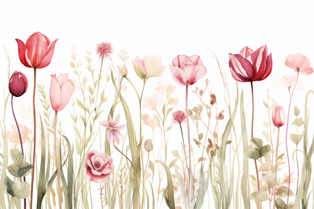 Malerei von Blumen und Gras Malerei von Blumen und Gras