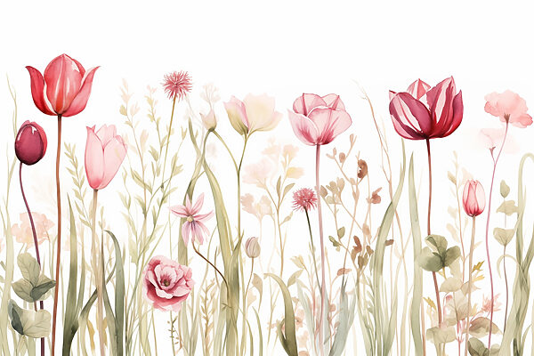 Malerei von Blumen und Gras Malerei von Blumen und Gras