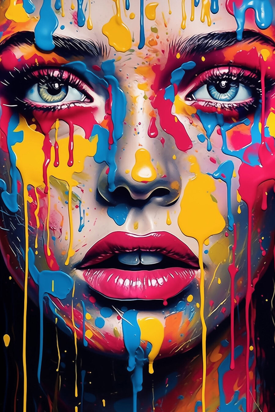 Frau mit Farbe im Gesicht