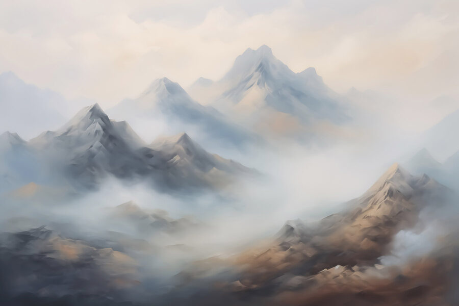 Bergkette mit Wolken