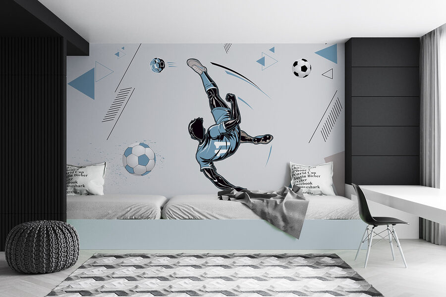 Fototapeten Ein Fußballspieler, der einen Ball schießt – Bild 4