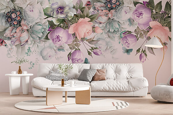 Delicate blooms on soft pink backdrop