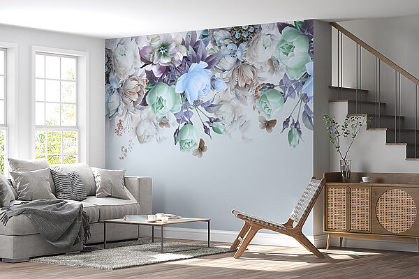 Elegantes Blumenarrangement mit Schmetterlingen Elegantes Blumenarrangement mit Schmetterlingen