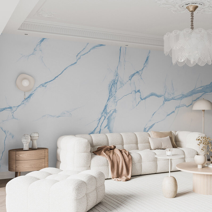 Ein weißer und blauer Marmor