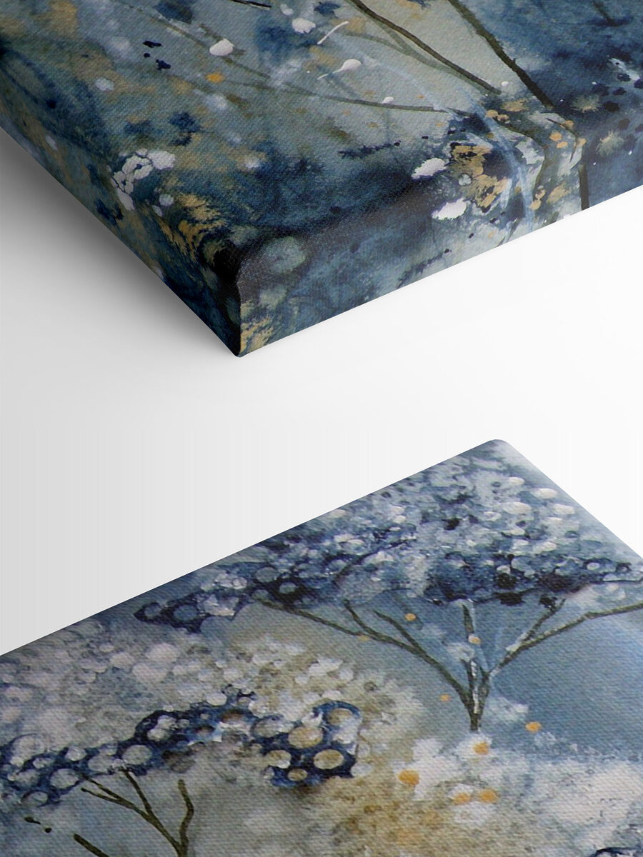 Ein Gemälde mit einer weiß-blauen Pflanze Ein Gemälde mit einer weiß-blauen Pflanze
