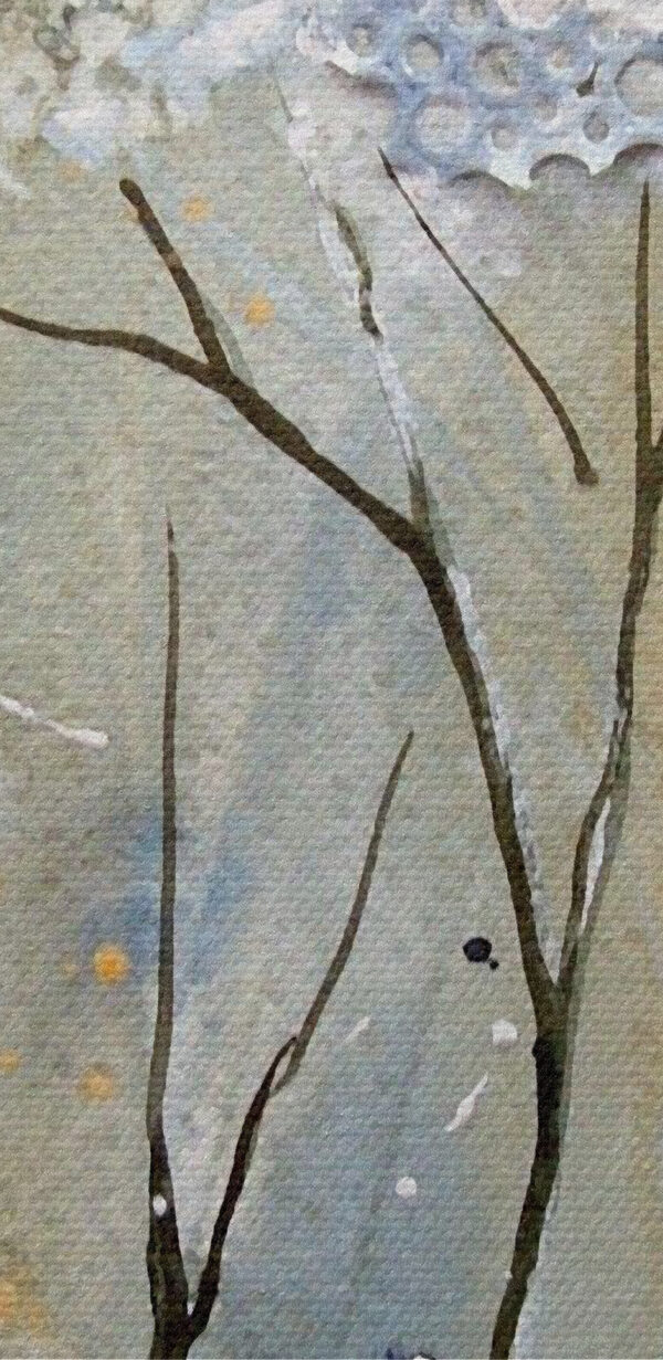 Ein Gemälde mit einer weiß-blauen Pflanze Ein Gemälde mit einer weiß-blauen Pflanze