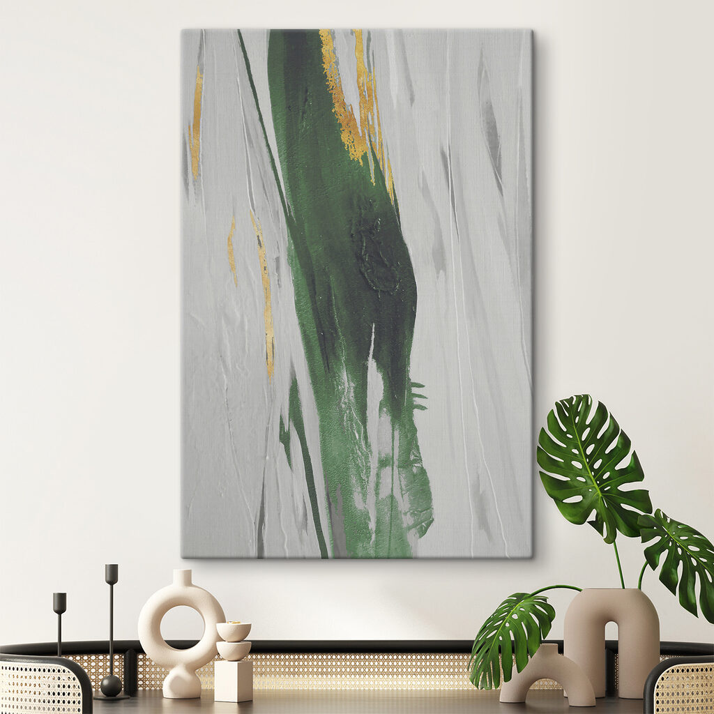 Emerald strokes on textured canvas Emerald strokes on textured canvas