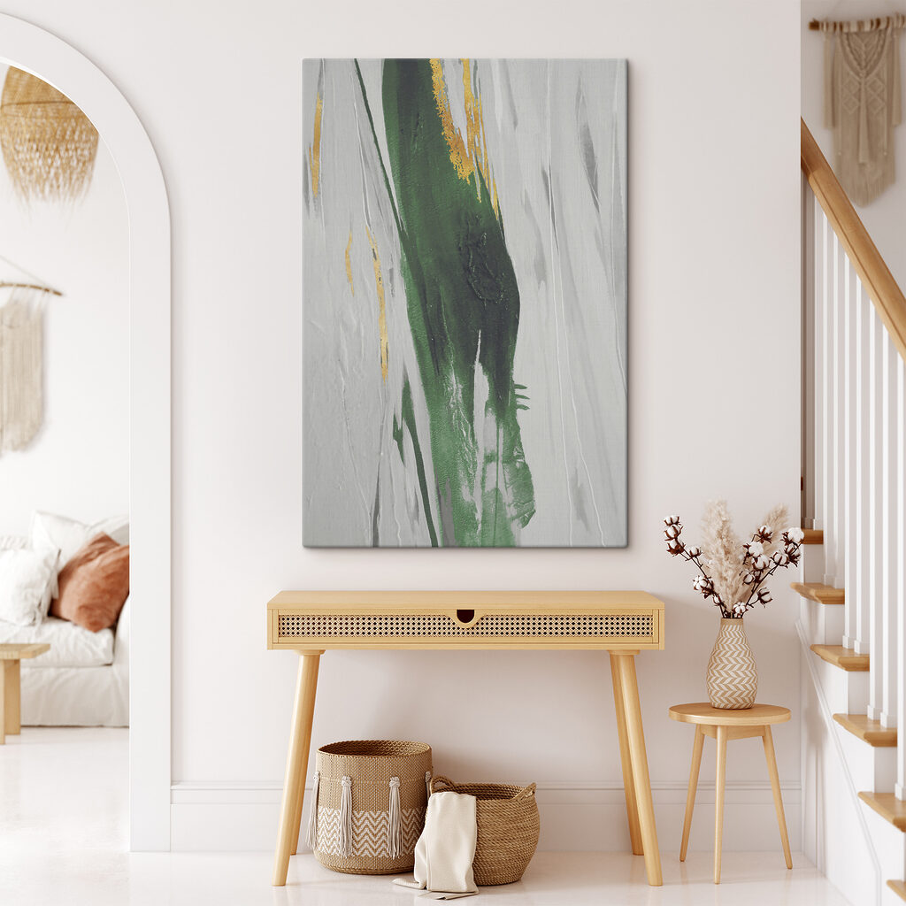 Emerald strokes on textured canvas Emerald strokes on textured canvas