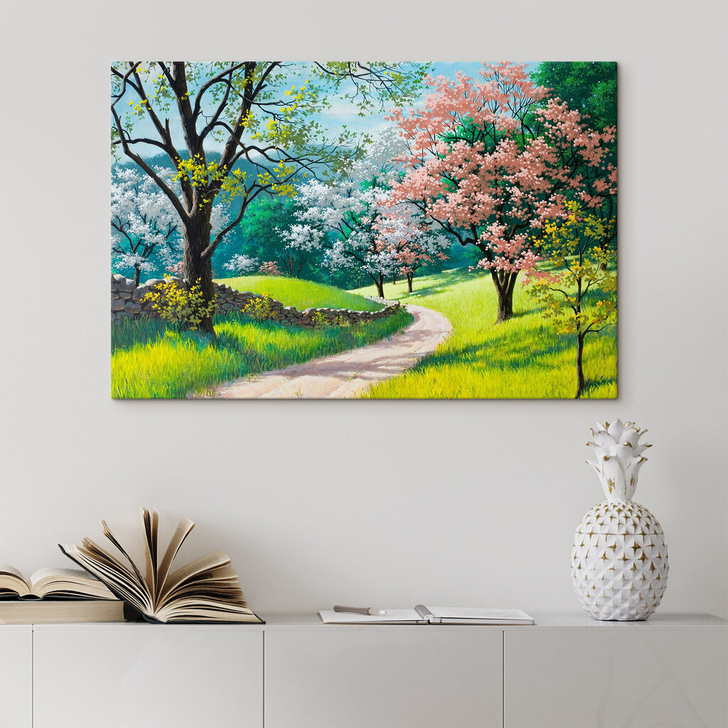 Blossoming trees along a winding path Blossoming trees along a winding path