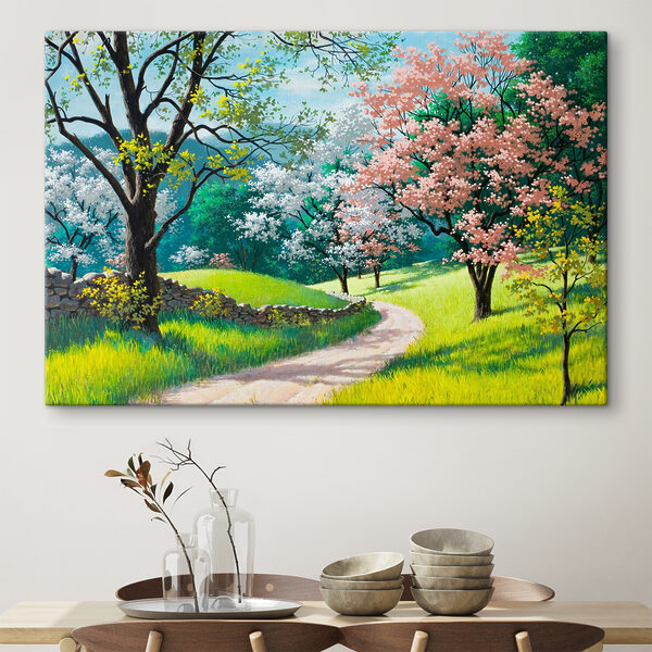 Blossoming trees along a winding path Blossoming trees along a winding path
