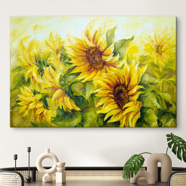 Ein Gemälde mit Sonnenblumen Ein Gemälde mit Sonnenblumen