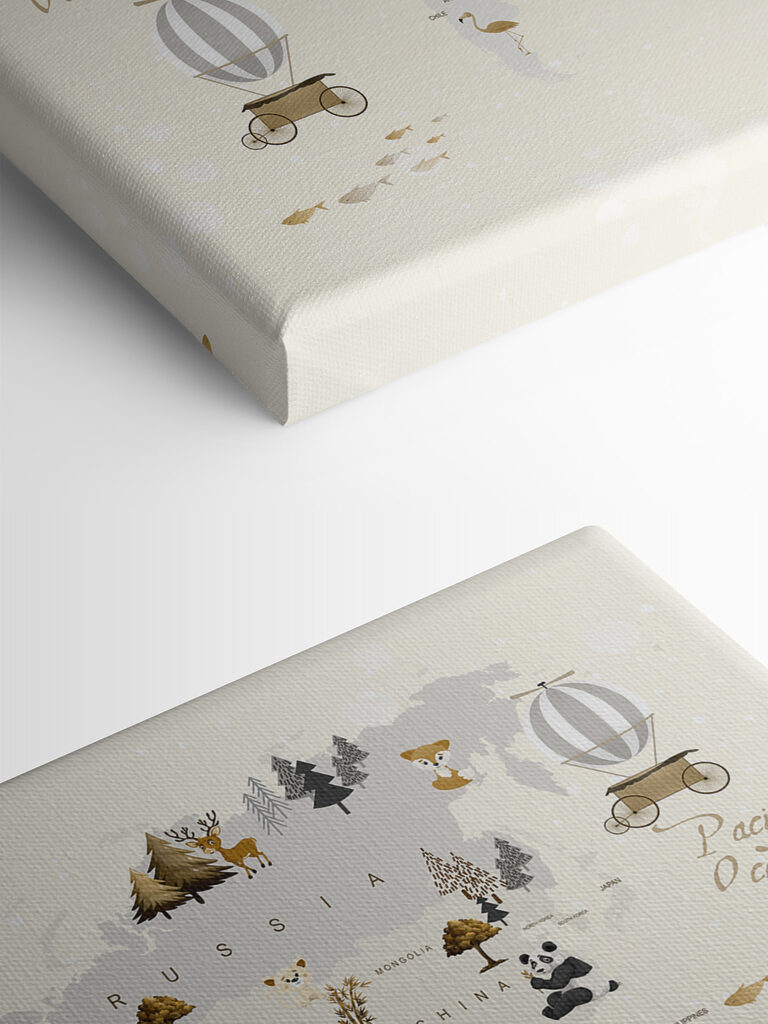 A map of the world with animals