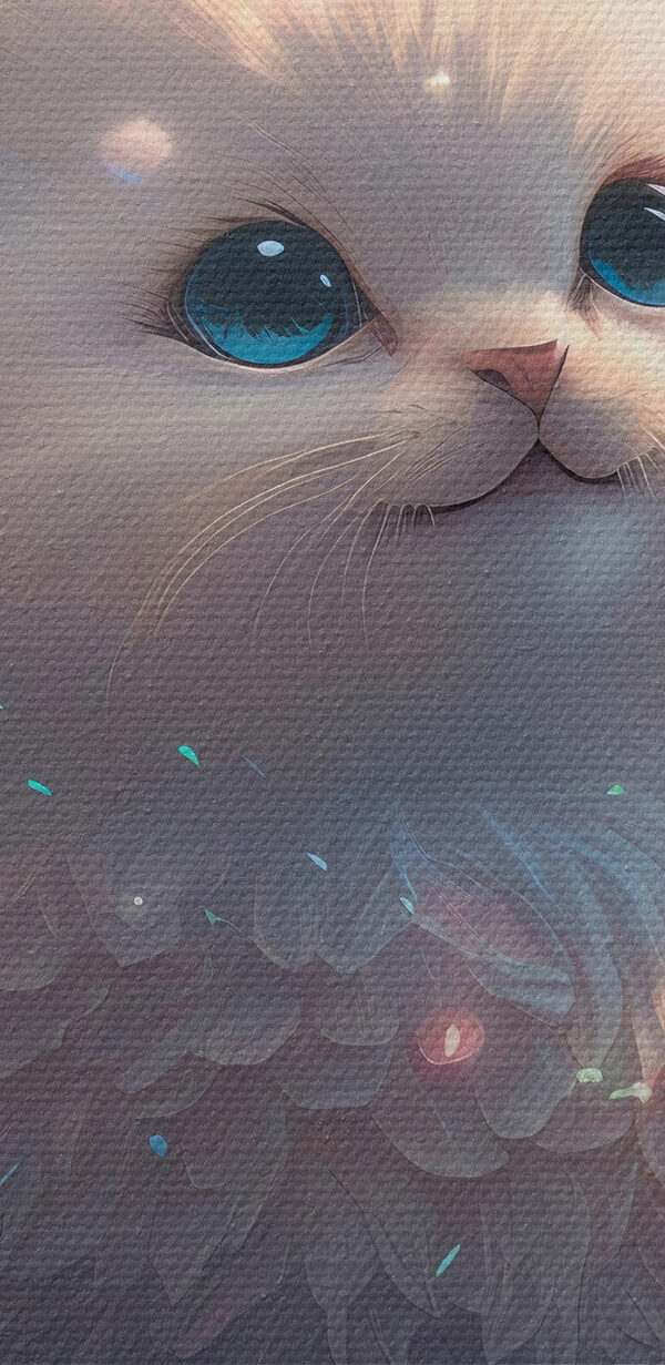 Eine weiße, flauschige Katze mit blauen Augen Eine weiße, flauschige Katze mit blauen Augen