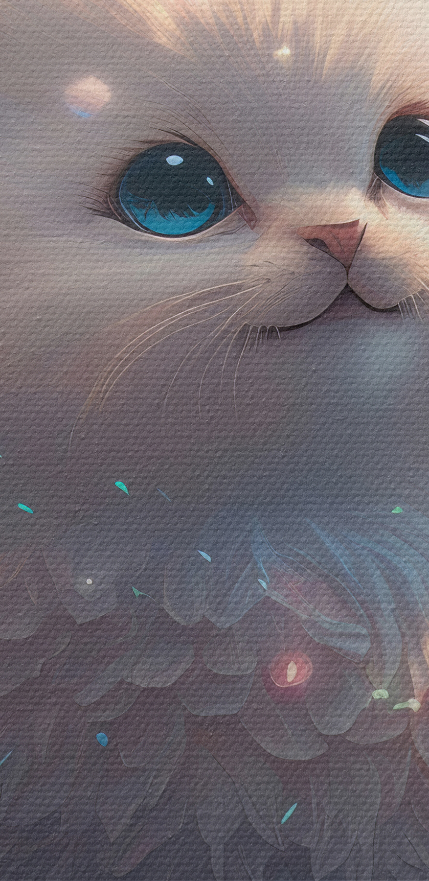 Eine weiße, flauschige Katze mit blauen Augen Eine weiße, flauschige Katze mit blauen Augen