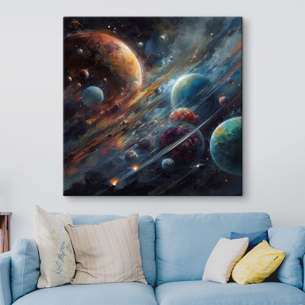 Planets in space with planets and stars