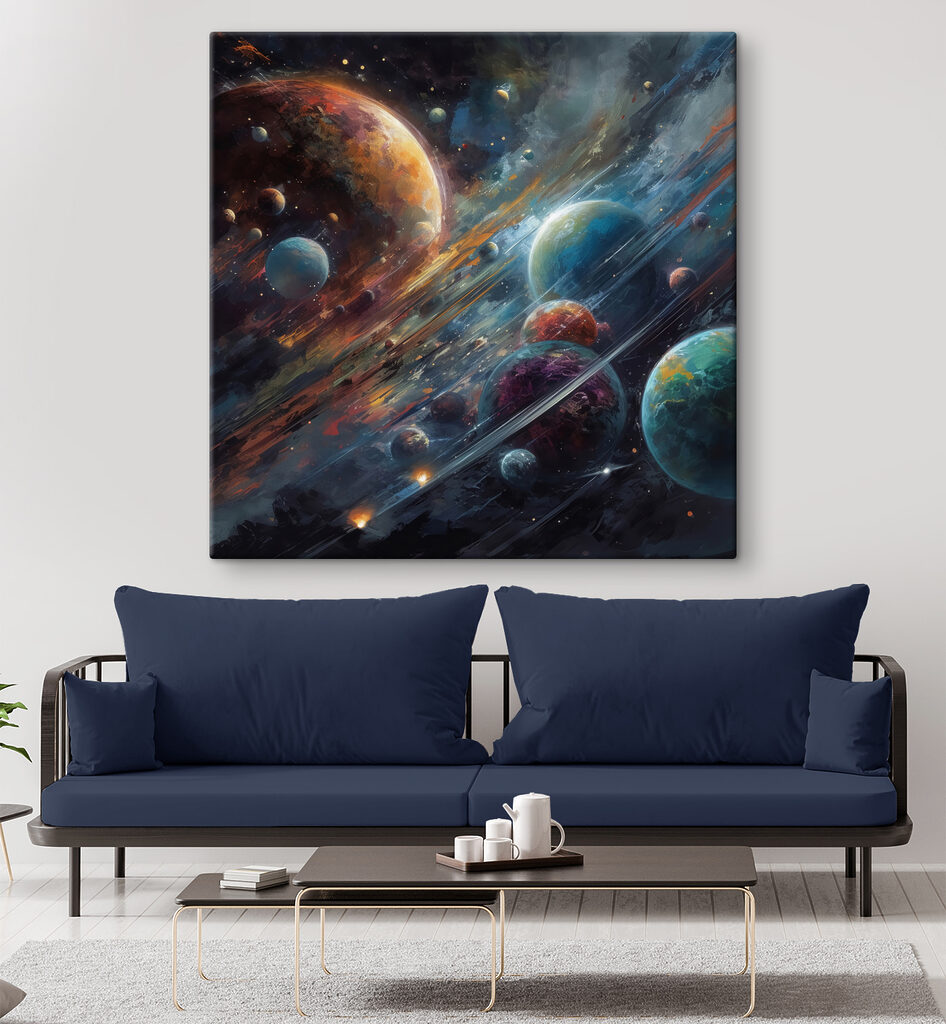 Planets in space with planets and stars