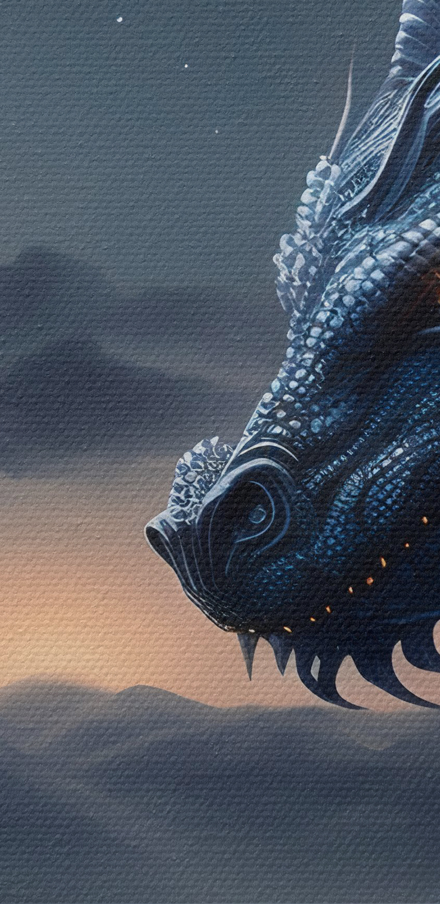 Ein blauer Drache mit einem Mond im Hintergrund Ein blauer Drache mit einem Mond im Hintergrund