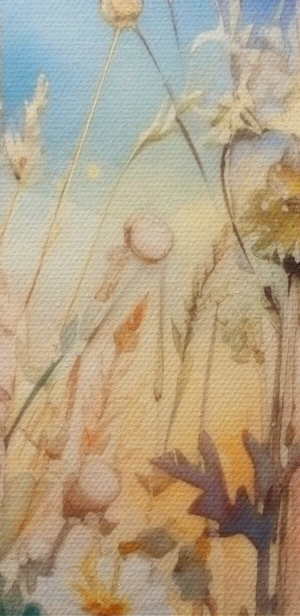Ein Gemälde mit Blumen und Gras Ein Gemälde mit Blumen und Gras