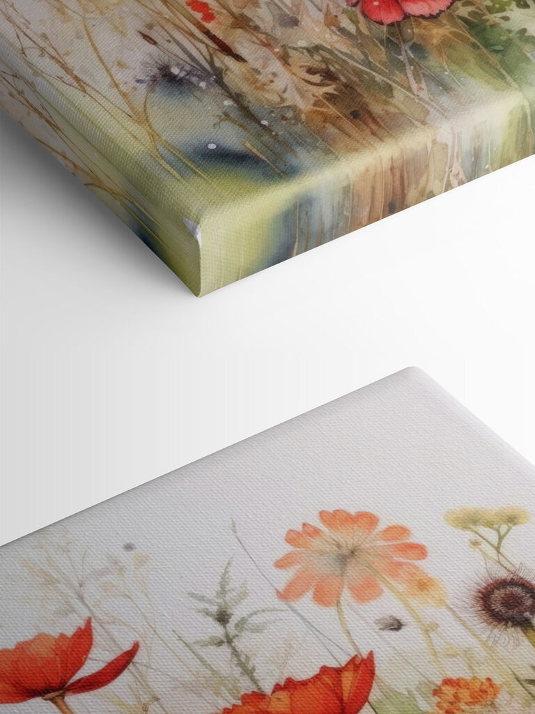 A painting of flowers and plants