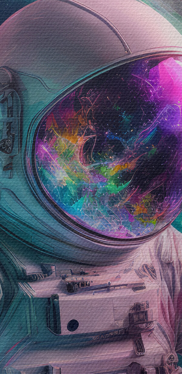 Ein Astronaut in einem bunten Kreis Ein Astronaut in einem bunten Kreis