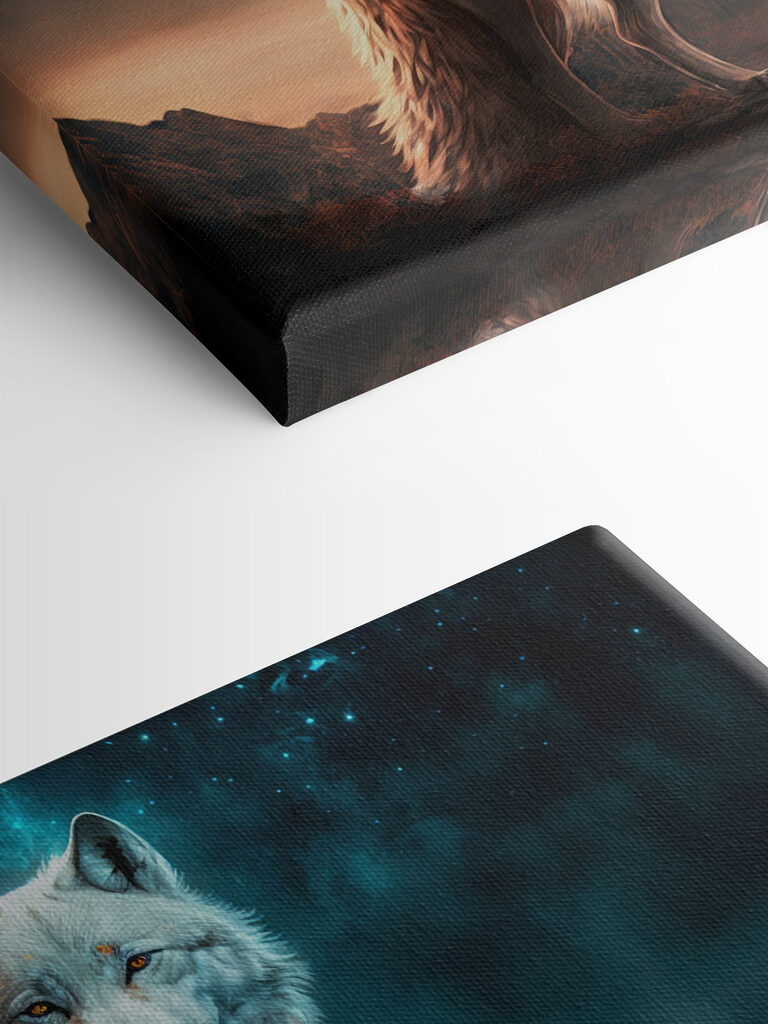 A white wolf standing on a rock