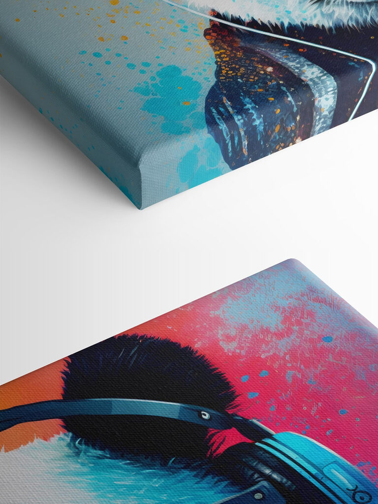 A panda wearing headphones and sunglasses