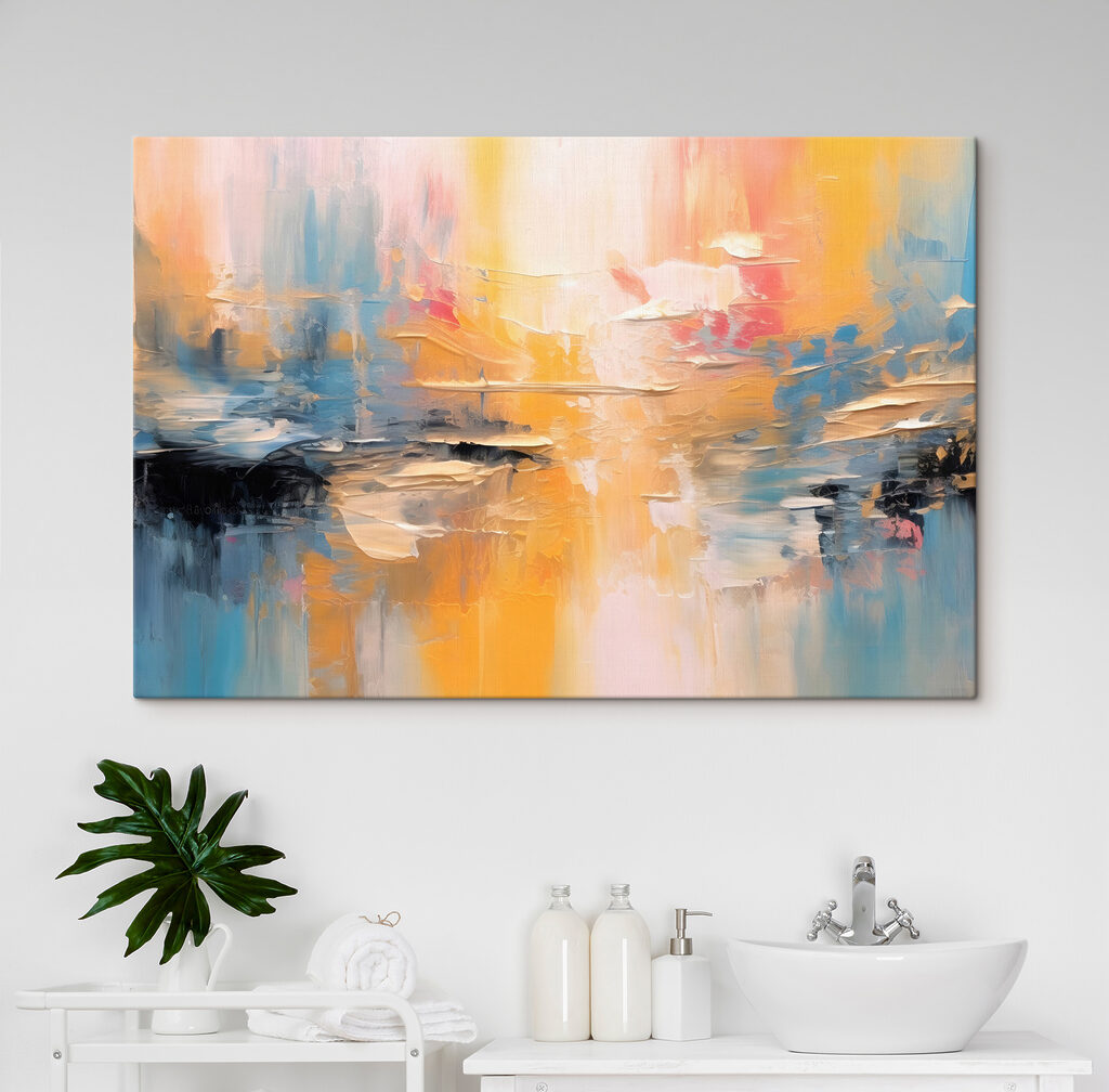 A painting of a colorful sky