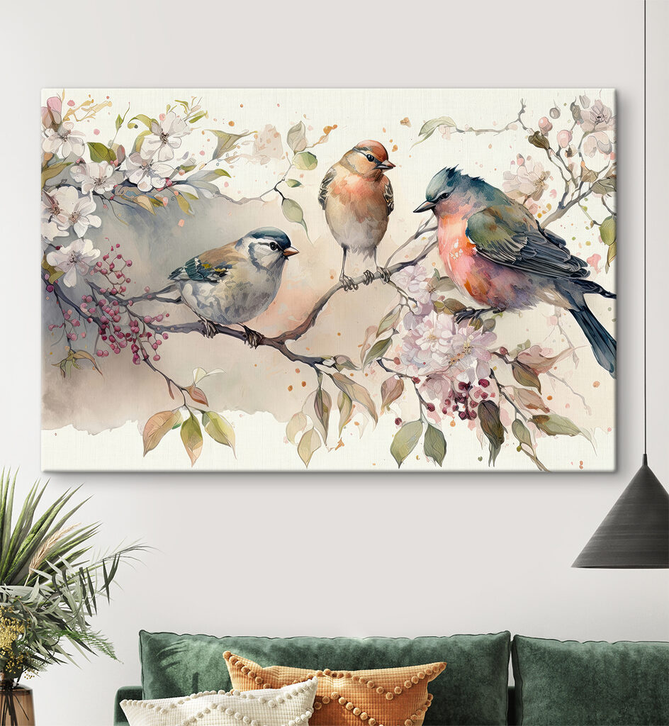 A group of birds on a branch A group of birds on a branch