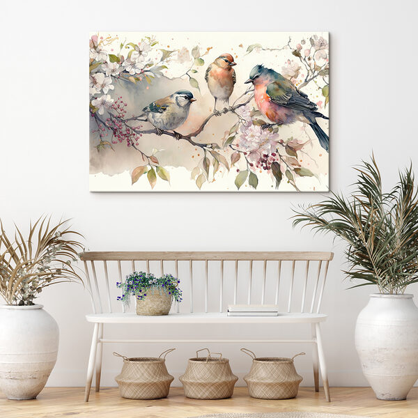 A group of birds on a branch A group of birds on a branch