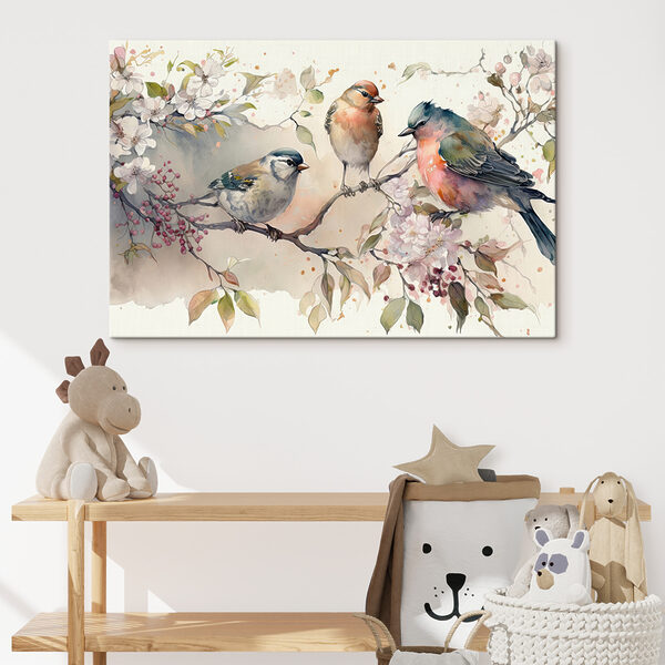 A group of birds on a branch A group of birds on a branch