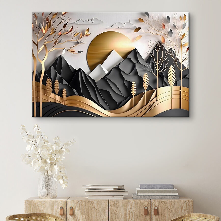Wandbilder Ein Papierausschnitt einer Berglandschaft – Bild 3