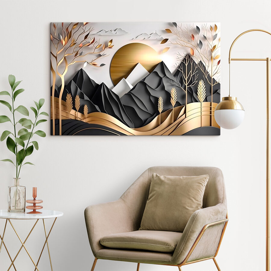 Wandbilder Ein Papierausschnitt einer Berglandschaft – Bild 4