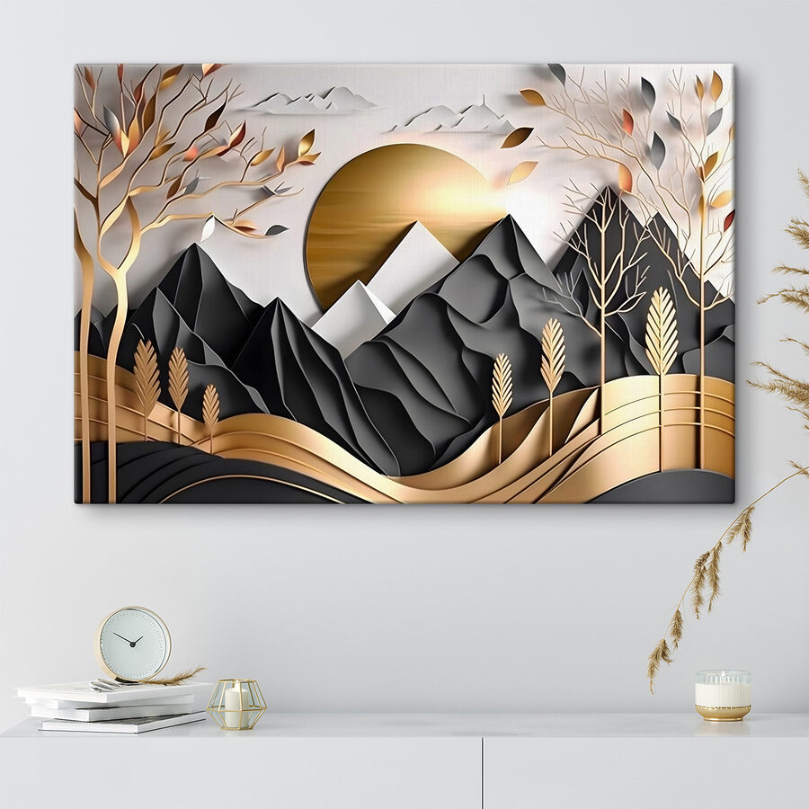 Wandbilder Ein Papierausschnitt einer Berglandschaft – Bild 5