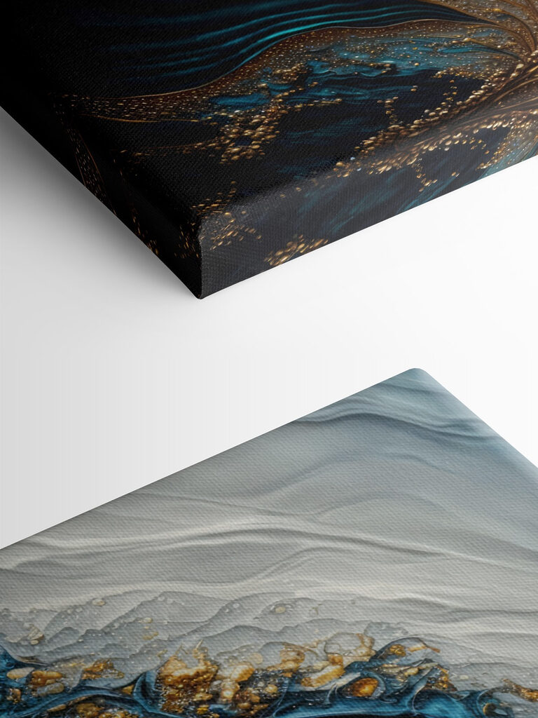 A close up of a painting