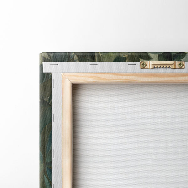 A painting of a jungle with plants and flowers