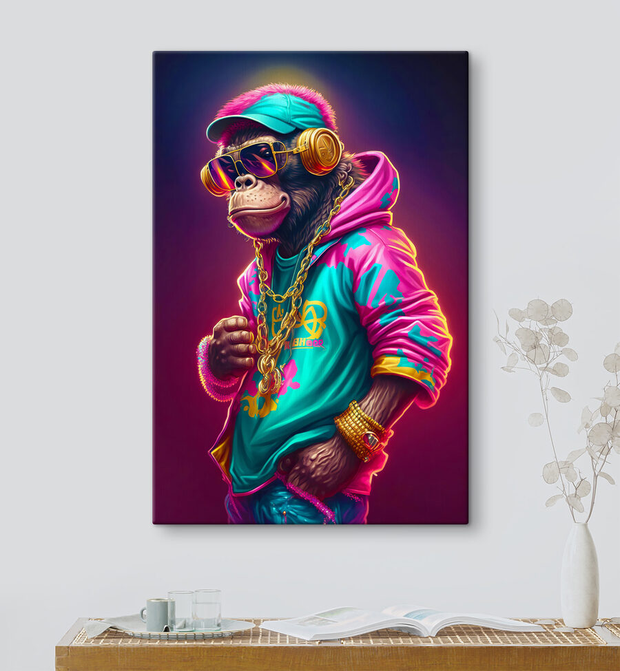 Ein Affe mit Hut und Sonnenbrille