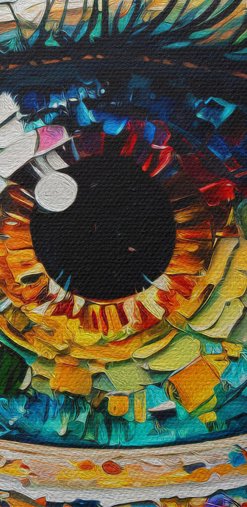 A colorful eye with many colors