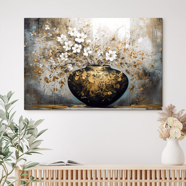 Ein Gemälde mit Blumen in einer Vase Ein Gemälde mit Blumen in einer Vase
