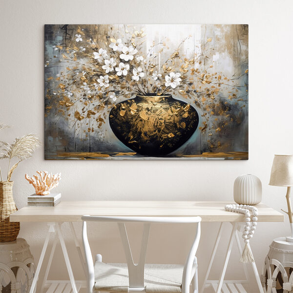 Ein Gemälde mit Blumen in einer Vase Ein Gemälde mit Blumen in einer Vase