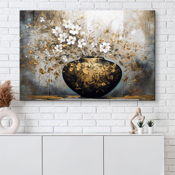 Ein Gemälde mit Blumen in einer Vase Ein Gemälde mit Blumen in einer Vase