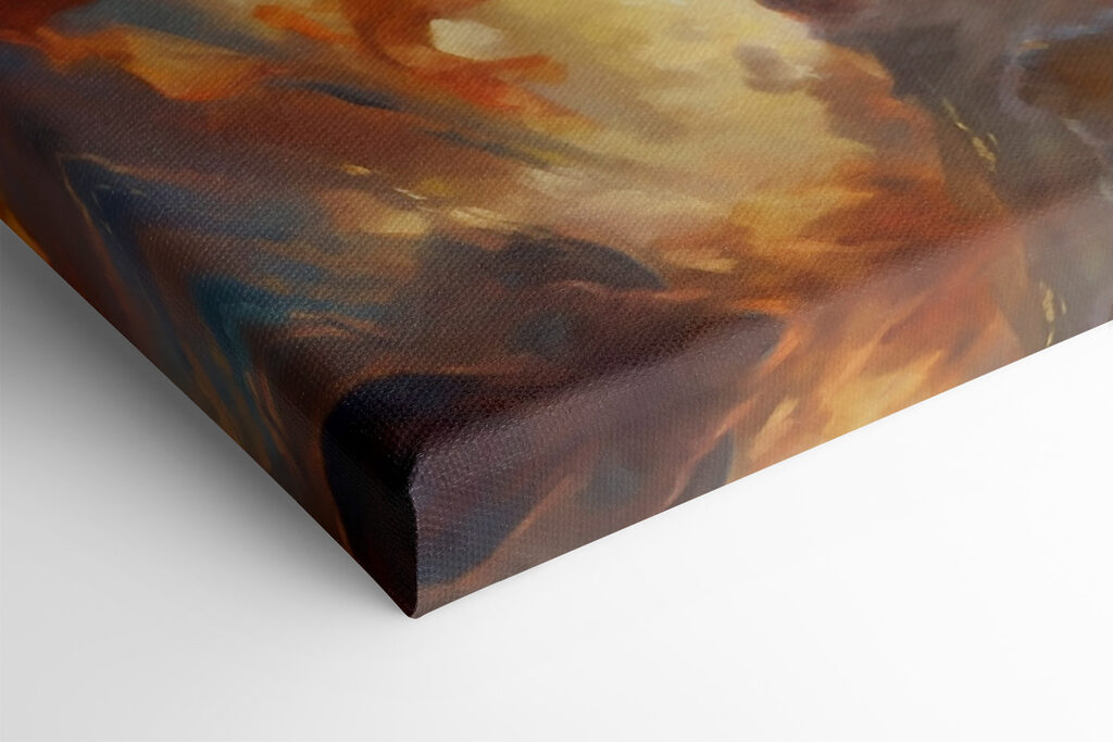 A painting of a person in armor with wings and a sword