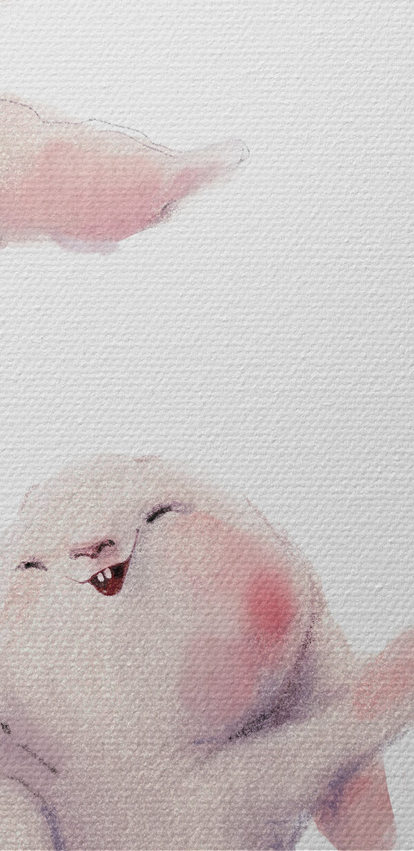 A group of bunnies holding hands