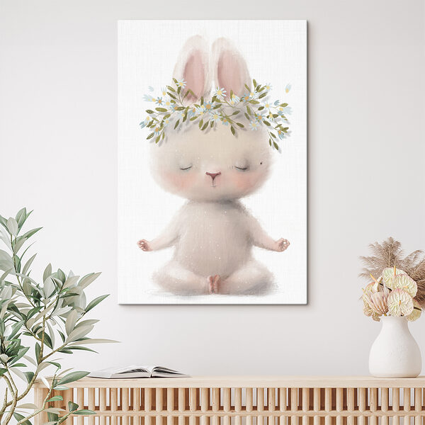 A cartoon of a bunny with flowers on its head A cartoon of a bunny with flowers on its head