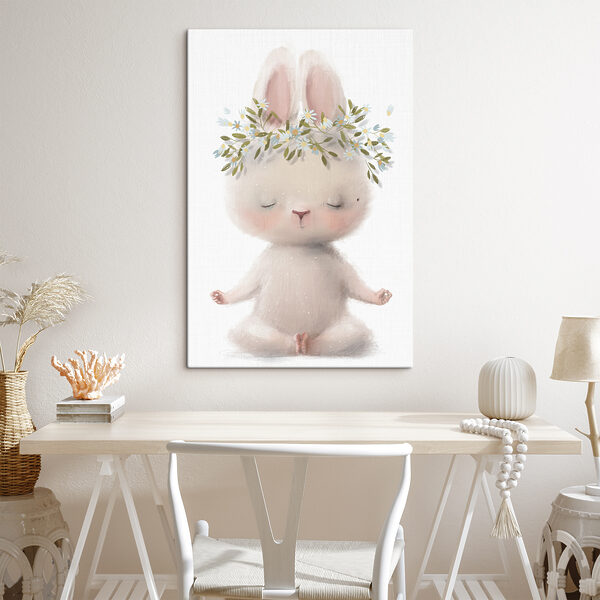 A cartoon of a bunny with flowers on its head A cartoon of a bunny with flowers on its head