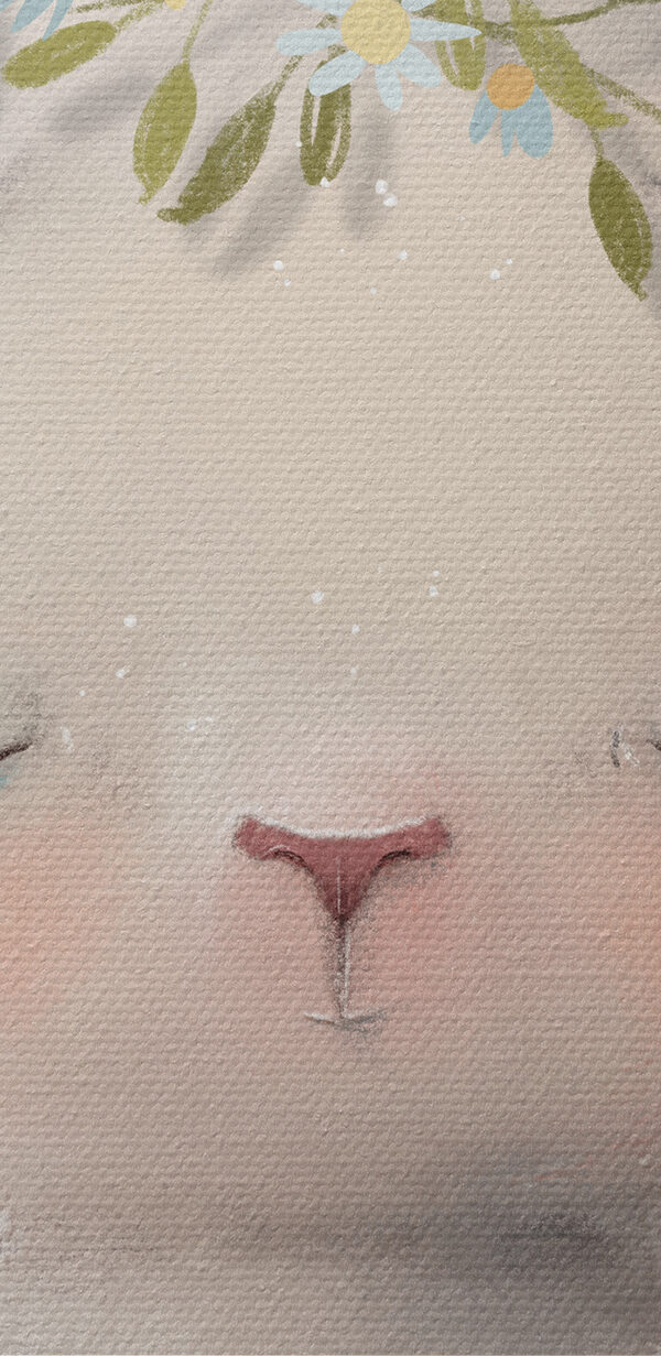 A cartoon of a bunny with flowers on its head A cartoon of a bunny with flowers on its head