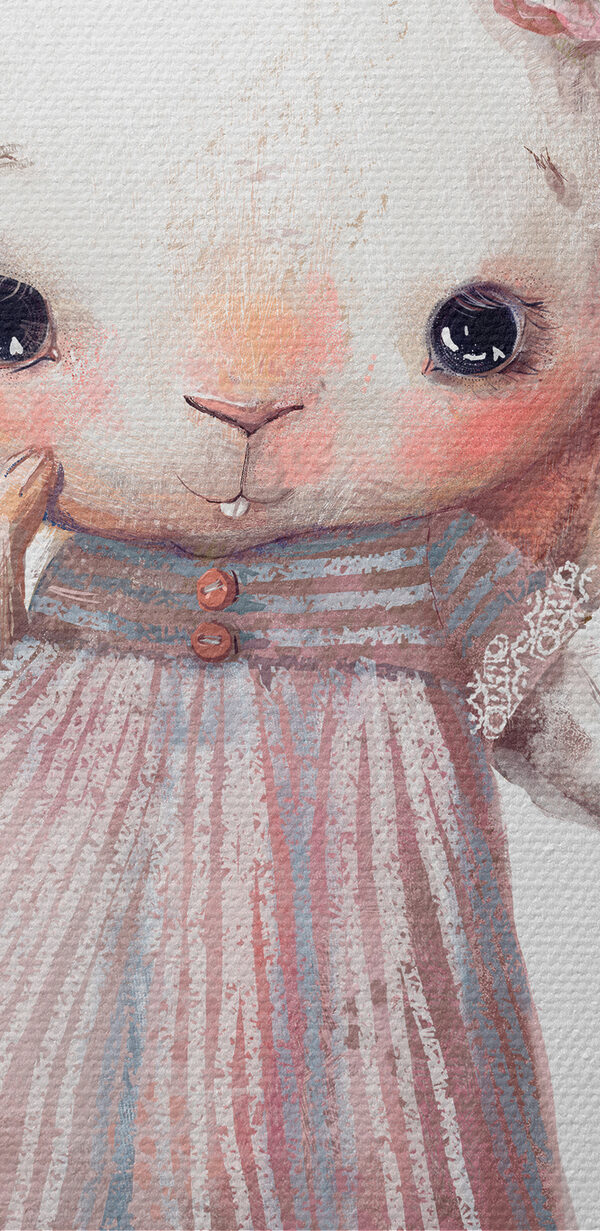 A cartoon of a bunny holding a cupcake A cartoon of a bunny holding a cupcake