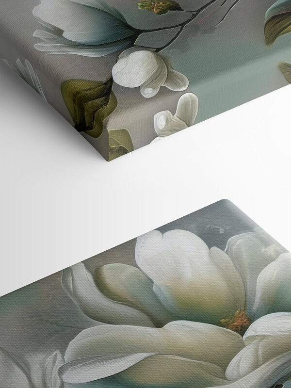 A painting of white flowers