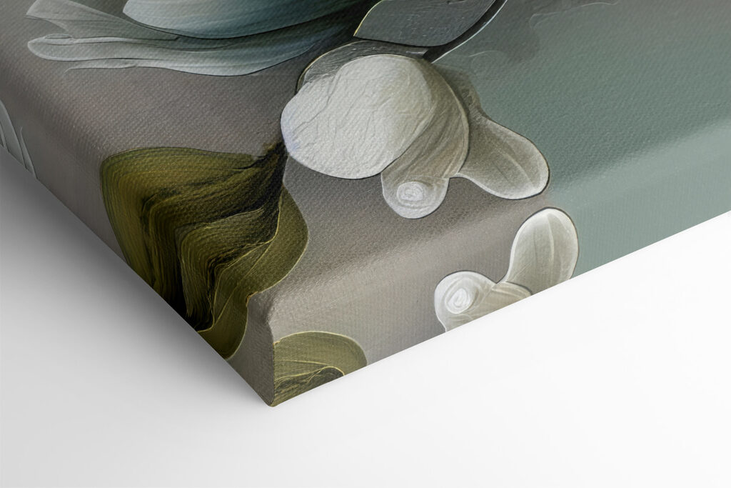 A painting of white flowers